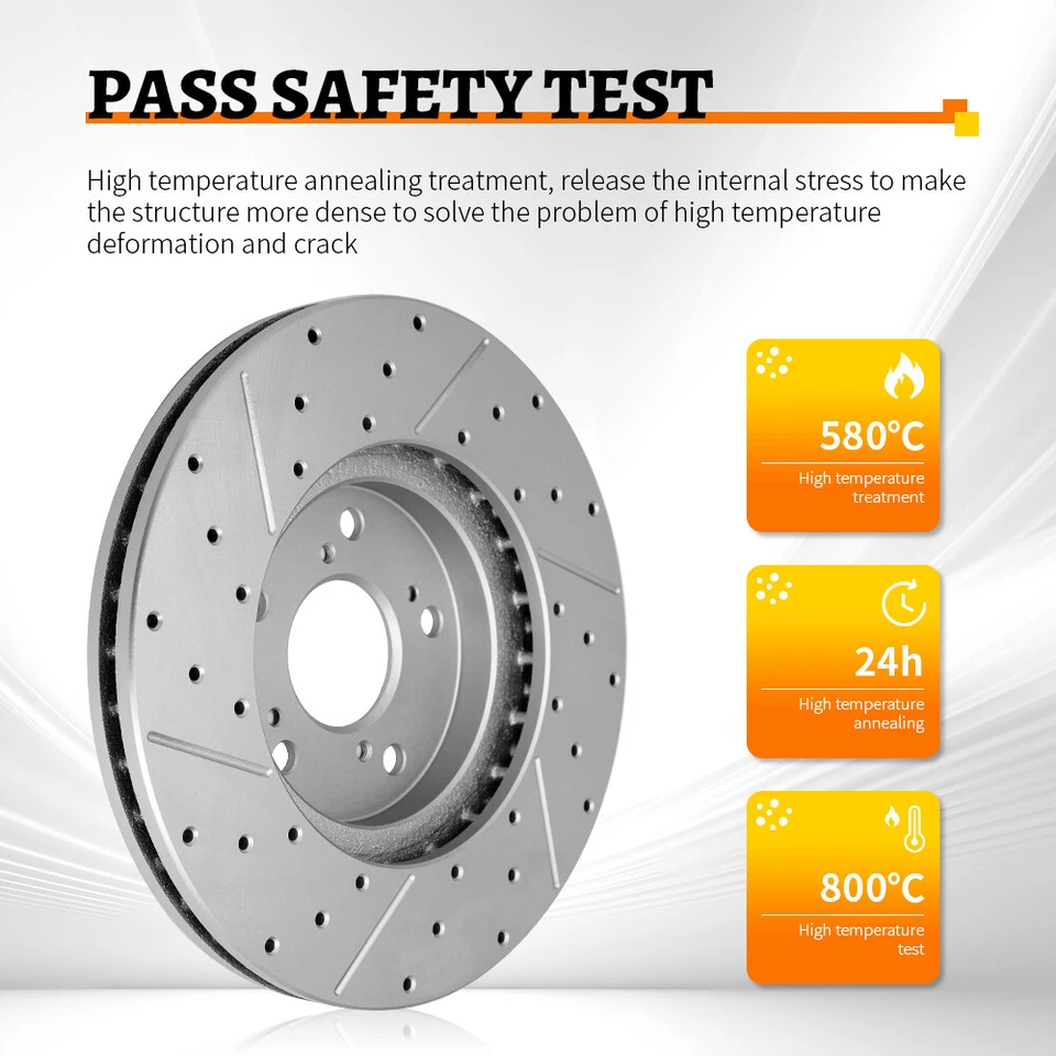 Передние и задние перфорированные тормозные колодки роторов для Nissan Frontier Xterra Suzuki Equator - Изображение 3 из 4
