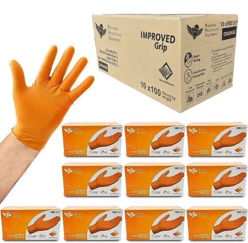 S&G Orange Diamond Nitrile Gloves Powder Latex Free 8 Mil 1000pcs M/L/XL