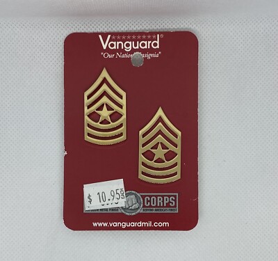 USMC US MARINE CORPS E-9 SERGEANT MAJOR UNIFORM GOLD RANK DEVICE INSIGNIA PAIR