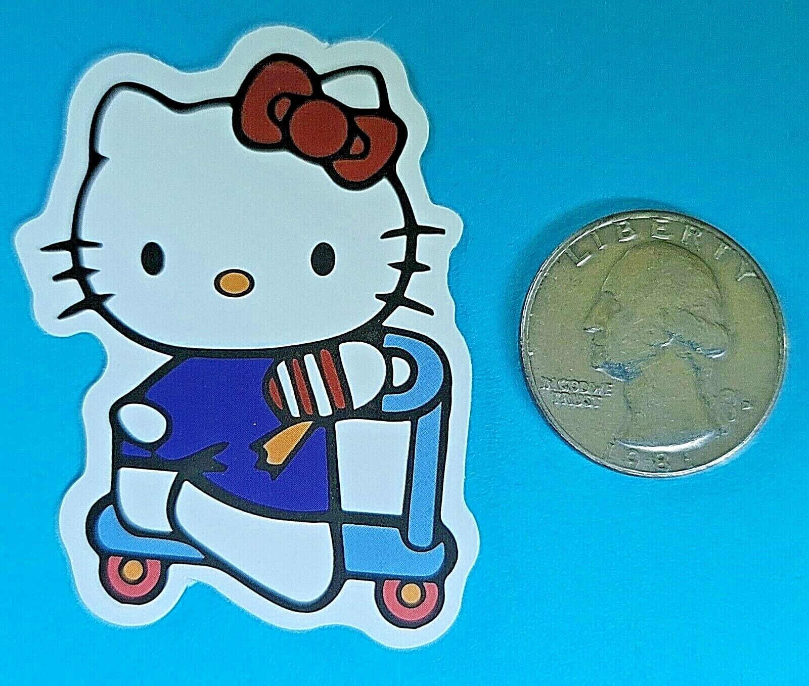 Kitty on Little Blue Scooter Super Cute Cartoon Sticker Decal Embellishment  Cool | eBay