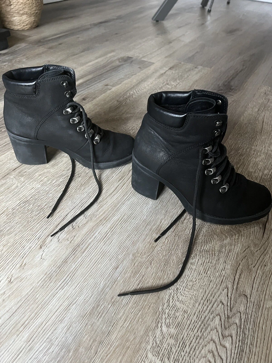 Lace up heeled biker hotsell boots