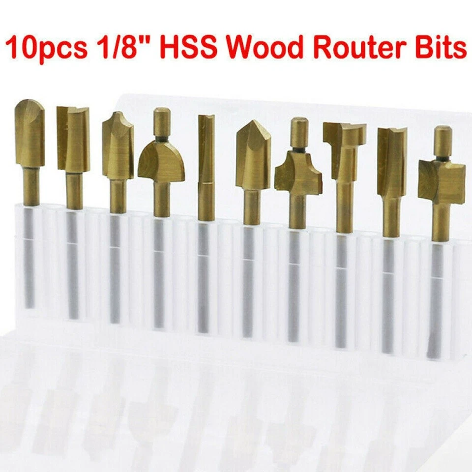 10PCS 3MM Titanium Mini Hss Router Bits Trimmer Shank For Dremel Rotary Tool - Image 3 of 4