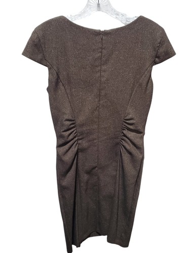 Connected Apparel Women's Shimmering Brown Ruched Dress Size 6 - Picture 2 of 7
