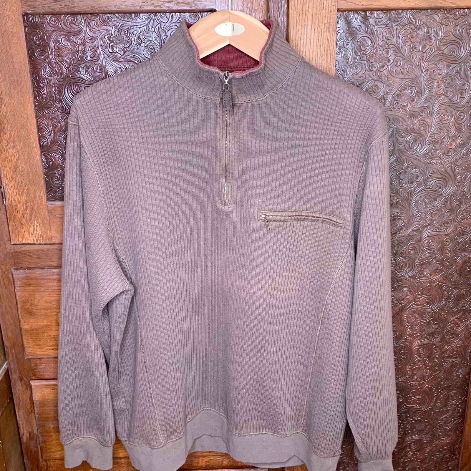 Pendleton 1/4 Zip Pullover Sweater Brown size L C… - image 1