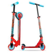 MADD GEAR FLOW 100 FOLDING KIDS INLINE KICK SCOOTER, RED/BLUE *DISTRESSED PKG