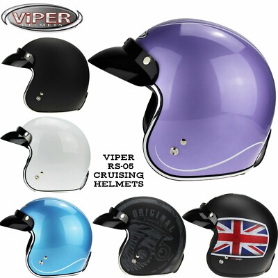 Viper RS05 Jethelm Biker Roller Jethelm Retro Slim Fit Peak Helm ECE2205