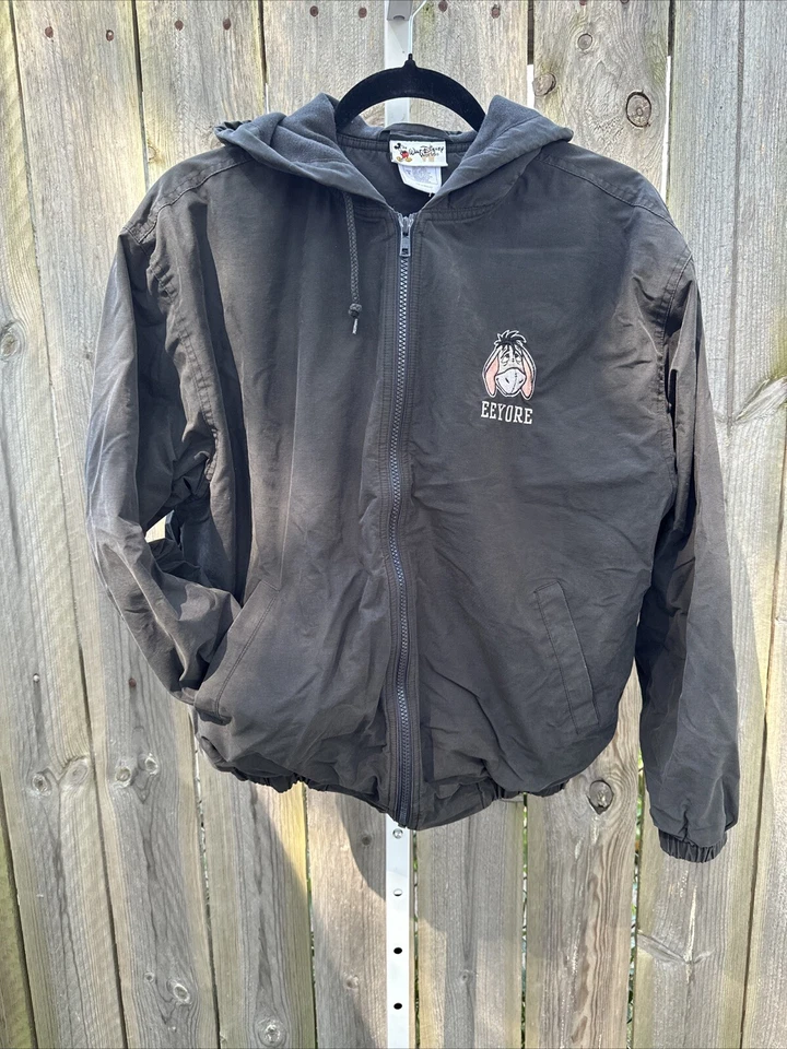Chaqueta Bomber De Colección Disneyland Eeyore Negra Cremallera Completa Con Capucha Adulto S Disney Foto 2 de 4