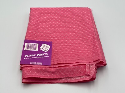 Vintage 70s/80s Plisse Prints Fabric Poly/Cotton Blend 3 Yds. Bubblegum Pink