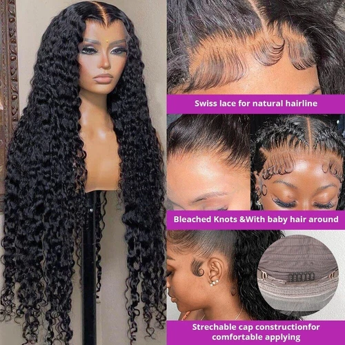 360 Full Lace Front Curly Wig 4-50 Inch Remy Deep Wave Echthaarperücke für Damen - Bild 2 von 16