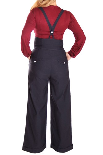 40er Jahre Retro Marlenehose rockabilly Hosenträger Marlene Sailor Hose - Picture 6 of 13