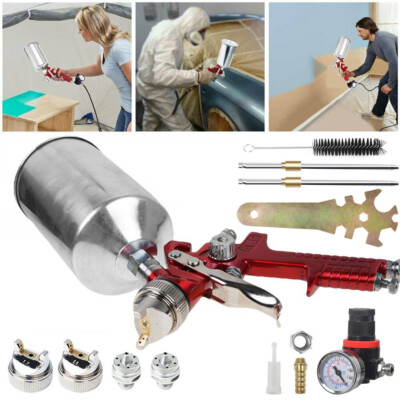 HVLP Auto Paint Air Spray Gun Gravity Feed Car Primer 1.4MM~2.5MM Nozzle Kit USA