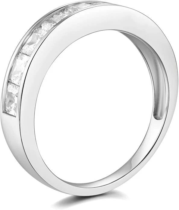 2.5 克拉公主切割真 14k 白金订婚婚礼周年纪念戒指 — 第 2/3 张图片