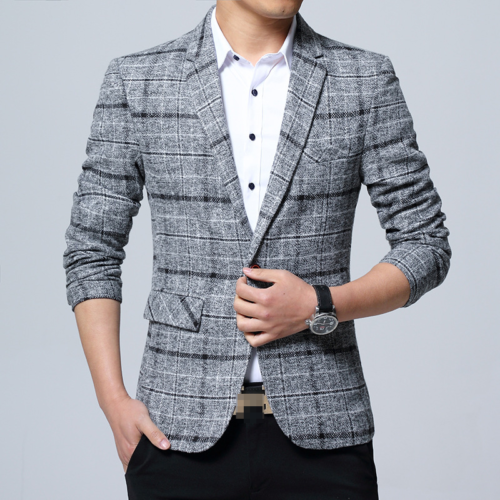 Mens Jacket Business Casual Work Blazer Korean Slim Button Suit-Coat Outwear Top - Picture 1 of 14