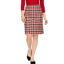 NWT 99 TALBOTS RED POP AND BLACK FESTIVE PLAID SKIRT SIZE 8P