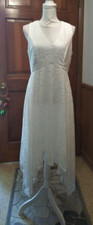 Bridesway Size XL Zip Back Sleeveless White Dress Uneven Hem Swing Dress