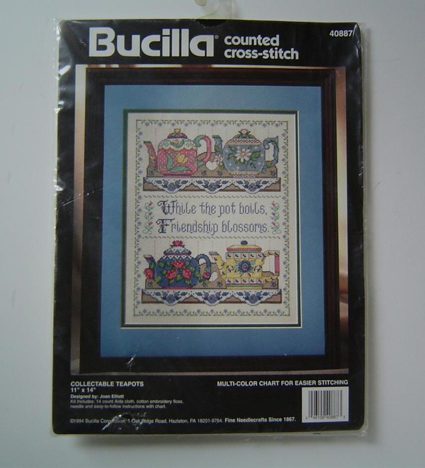 New Bucilla COLLECTABLE TEAPOTS FRIENDSHIP Counted Cross Stitch Kit