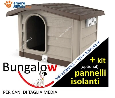 BAMA Cuccia per Cani di Taglia MEDIA in Resina Bungalow BEIGE / VERDE - cm 89x75x62