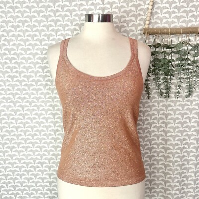 Club Monaco Tank Top Medium Scoop Neck Sleeveless Double Strap Peach Shimmer