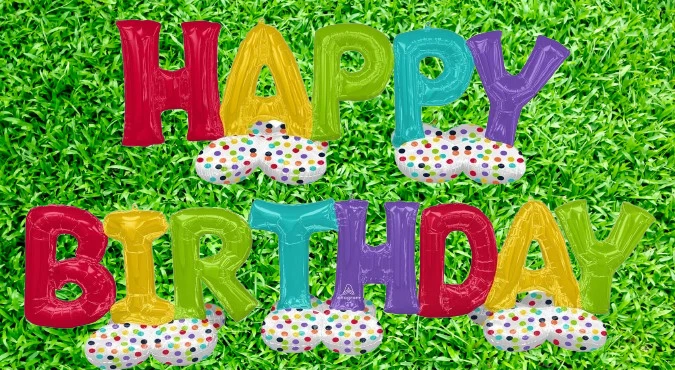 Happy Birthday Balloons Yard Display Balloons JUMBO Outdoor 17 feet W x 32” Foil - Image 4 of 4