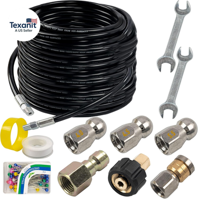 #ad Sewer Jetter Kit for Pressure Washer 100FT Drain Cleaner Hose 1 4 Inch NPT Ori $73.66