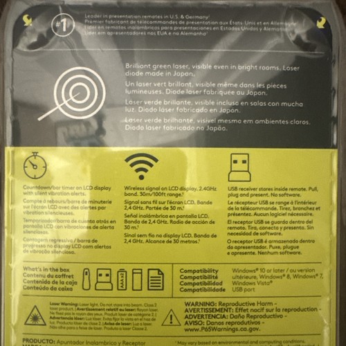 Logitech Wireless Presenter R800, Wireless Presentation Clicker Green Laser New - Photo 4/5