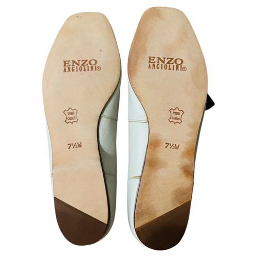 Enzo Angiolini Liberty Loafers Womens 7.5W Ivory Leather Moc Toe Slip On Luxury - Picture 9 of 9