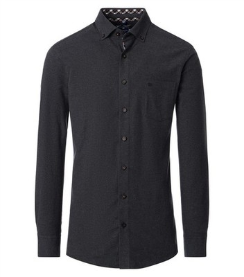 REDMOND Herren Flanellhemd Langarm Button-Down Comfort Anthrazit