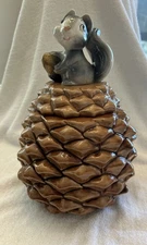 Metlox Squirrel Acorn Sitting on Pinecone Cookie Jar 1950s Vintage 
