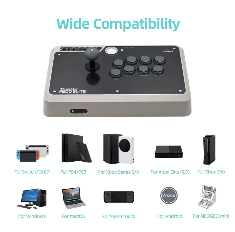 Mayflash F500 Elite Arcade Stick para PS3/4 Xbox 360 Xbox One Android y Switch Foto 3 de 4