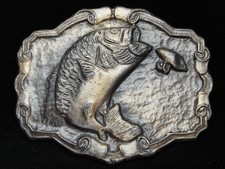 OC19170 NOS VINTAGE 1970s LARGE MOUTH BASS BAIT FISHING BELT BUCKLE