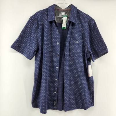 Flag & Anthem Men's Navy Large Drifting Short Sleeve Printed Knit Shirt NWT