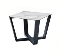 Grauer Rechteckiger Couchtisch Designer Marmorplatte Metallgestell