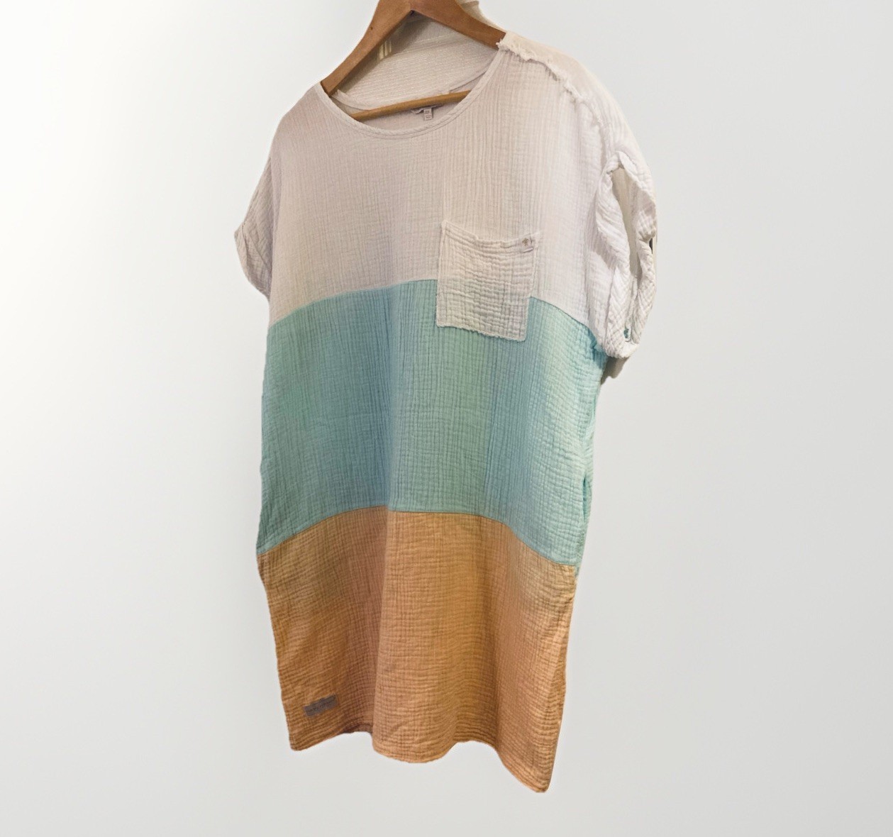 Simply Southern Coastal Dress Cotton muslin Colorblock Pockets Women’s M/L