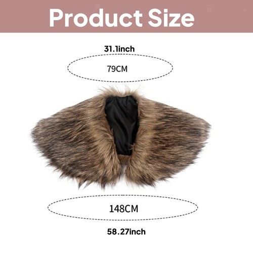 Faux Fur Collar for Men Women Costume Accessory Larp Cosplay Medieval Mantle - Picture 2 of 7