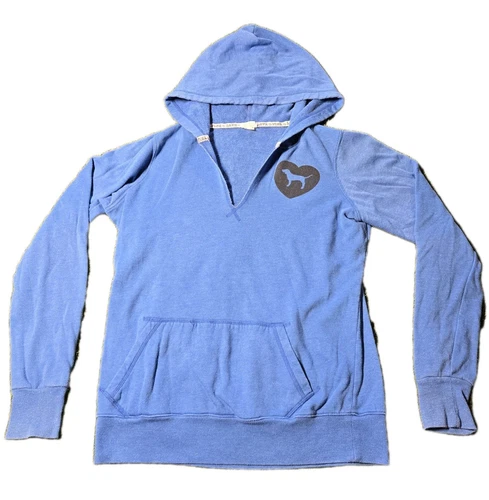 UNDERCOVER Victoria Secret rosa felpa con cappuccio donna blu piccola collo basso manica lunga leggera