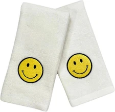 Serafina Home Smiley Smiling Face Bathroom Tip Towel - 100% Cotton Yellow 