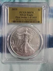 2025 American Silver Eagle PCGS MS-70 First Strike 1 of 2025 Gold Foil Label