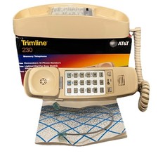 AT T Trimline 230 Ivory Corded Memory Telephone w/ Box Manual   Works   READ