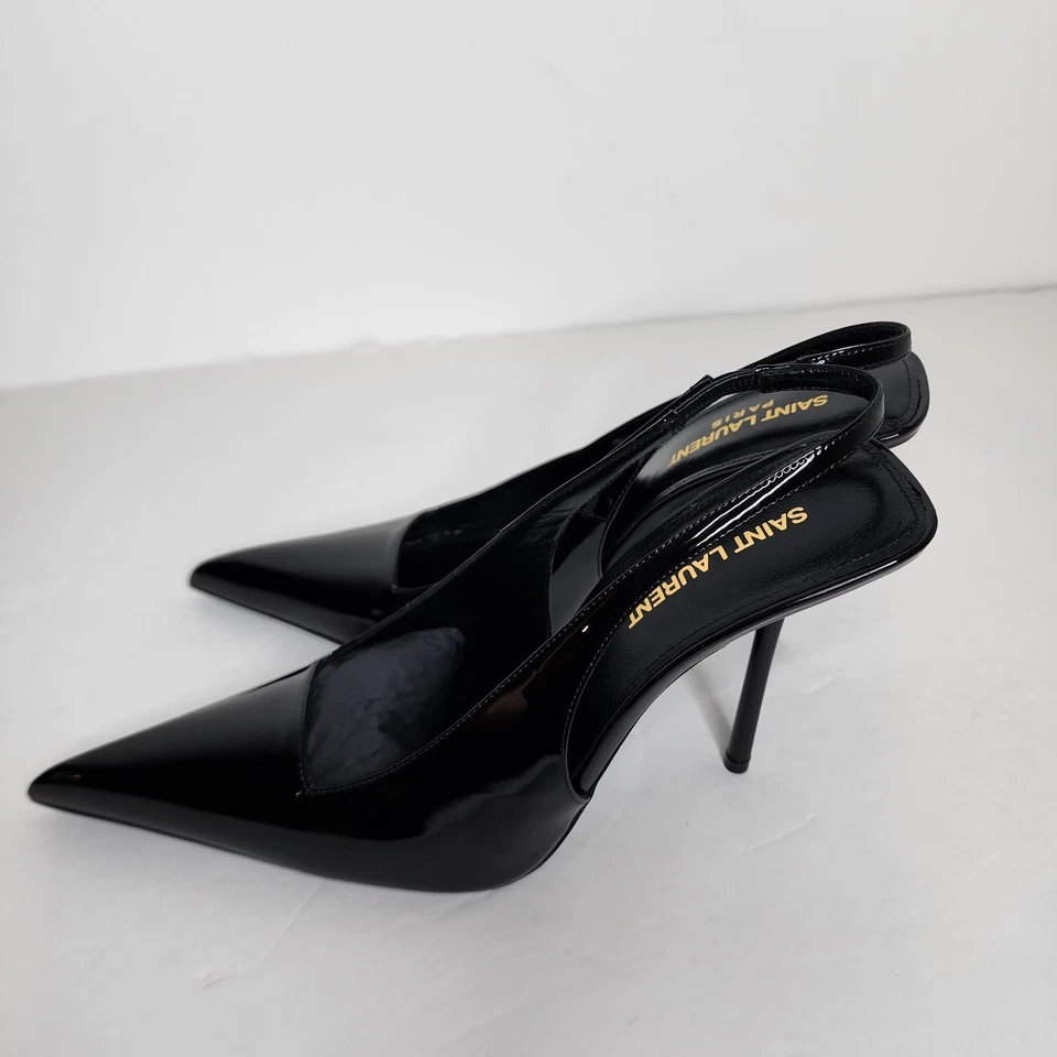 Yves Saint Laurent YSL Kiss 105 Womens Slingback Pump In Black Size 38.5 - Image 2 of 4