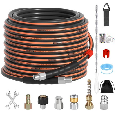 #ad 50FT Pressure Washer Sewer Jetter Kit 5800 PSI Drain Cleaner Hose amp; Nozzles Ac $71.99
