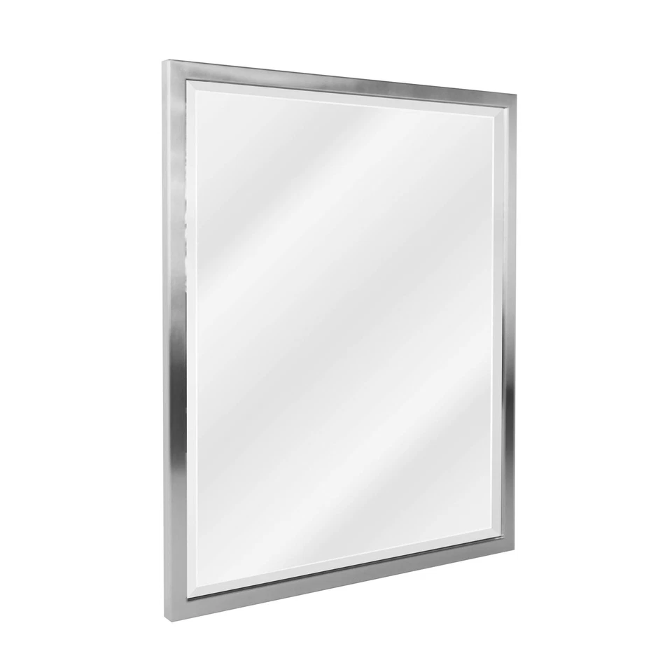 Brushed Nickel Bathroom Vanity Mirror, Beveled Stainless Steel Decorative Mir... - Image 4 of 4