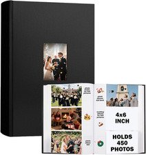 Photo Album 4X6 450 Photos with Writing Space,Pu Leather Cover with Front Window
