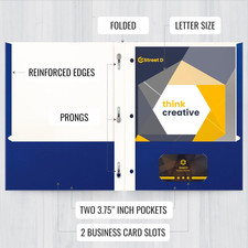 Blue Paper 2 Pocket Folders with Prongs, 50 Pack, Matte Texture, Letter Size ...