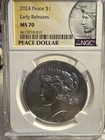 2024 $1 Peace Silver Dollar NGC MS70 ER Peace Label