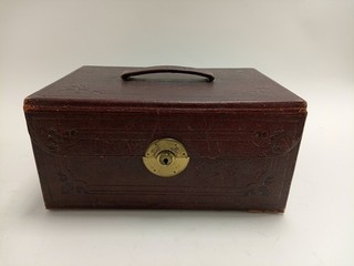 Antique MILNE Edinburgh Leather Jewellery Box Victorian Era