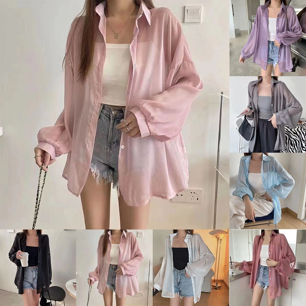 VETEMENTS Cappotto Protezione Solare Abbigliamento Camicia Leggermente Trasparente Studente Estate