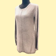VASS Joan Vass Grey Cashmere Blend Preppy Minimalist Tunic Sweater Small