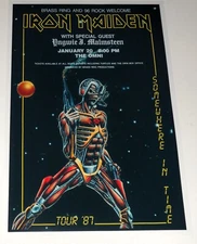 Large Iron Maiden SOMEWHERE IN TIME Tour Metal 1987 Promo Poster 19"x13"