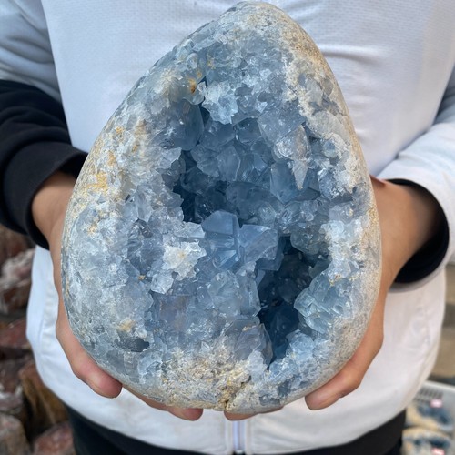 12.1lb Natural Blue Celestite Crystal Geode Quartz Cluster Mineral Specimen - Picture 5 of 8