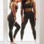 thumbnail 38 - Womens Seamless 2pcs Yoga Suit Crop Top+Leggings Bra Pants Sports Gym Set Outfit